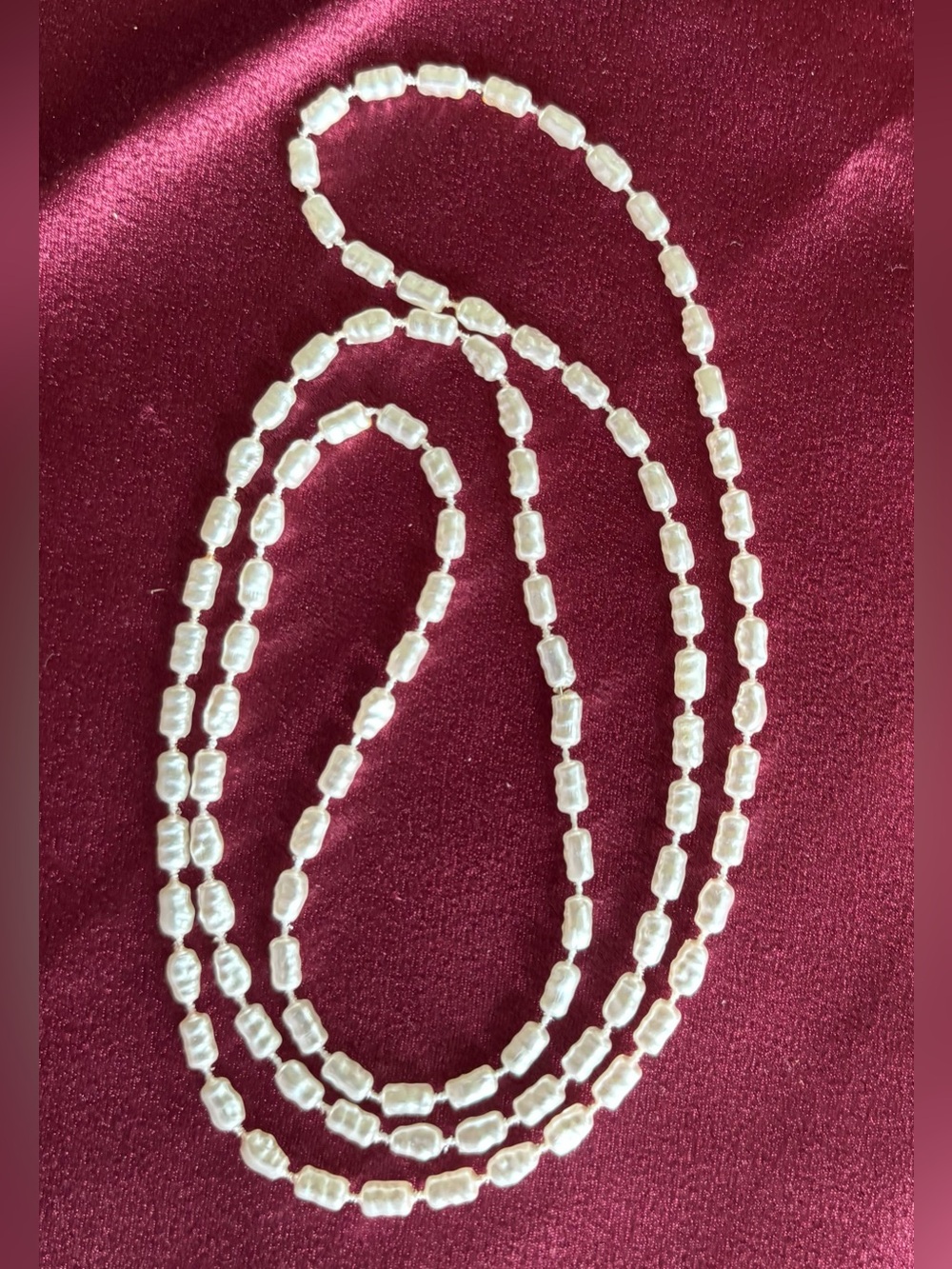 Vintage 30" Endless Freshwater Rice Pearl
Necklace
